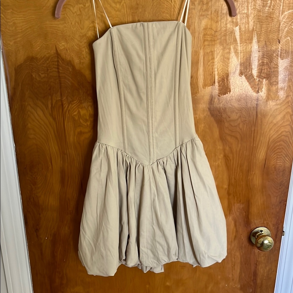 Dolls Kill Beige Strapless Dress